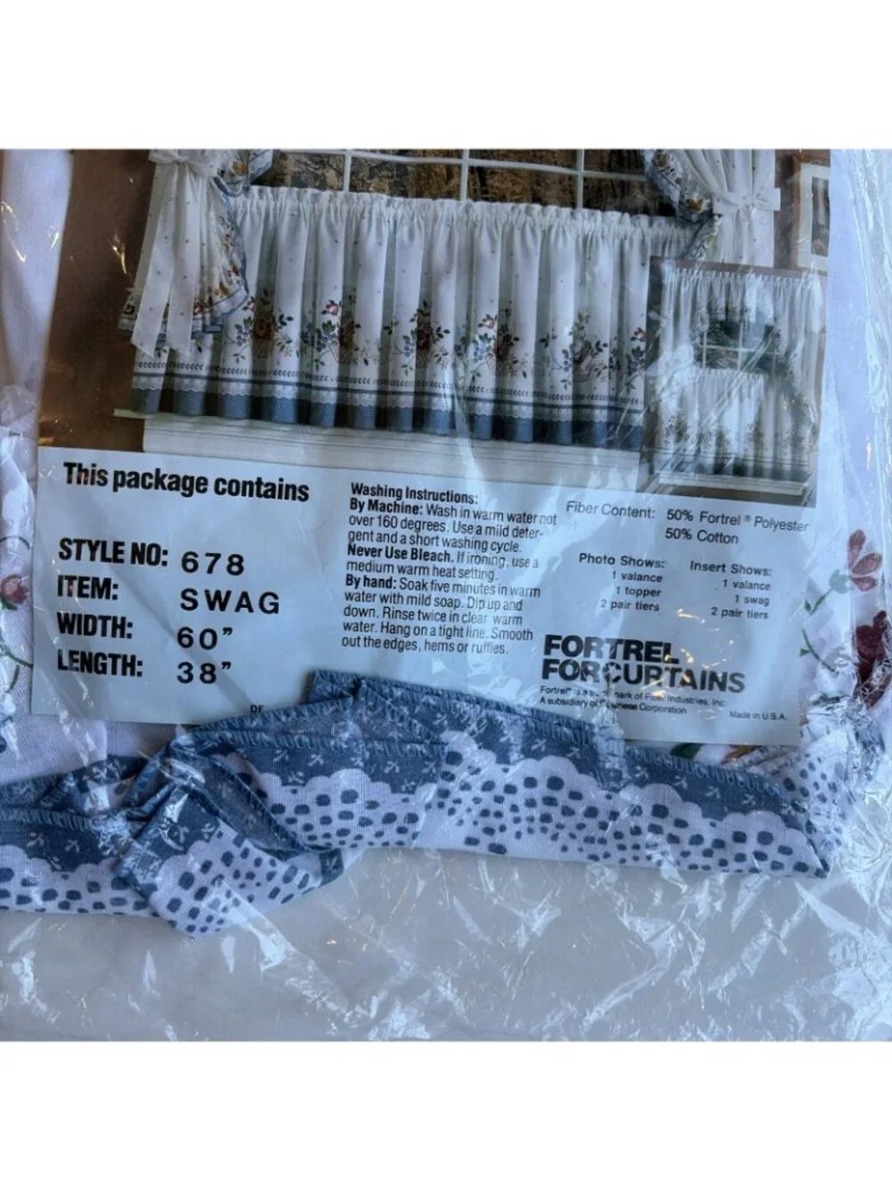 Vintage Floral Ruffled Swag Curtain Set 38
